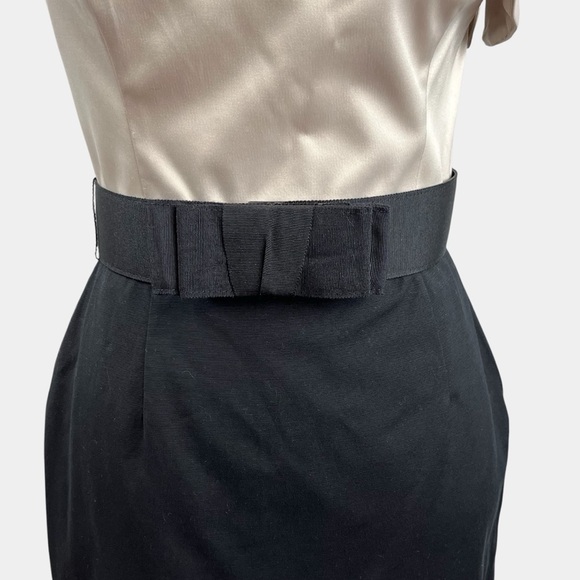 WHBM Cocktail Dress Size 2 One Shoulder Bodycon Ruffle Gold Black Belted Lined - Picture 3 of 13